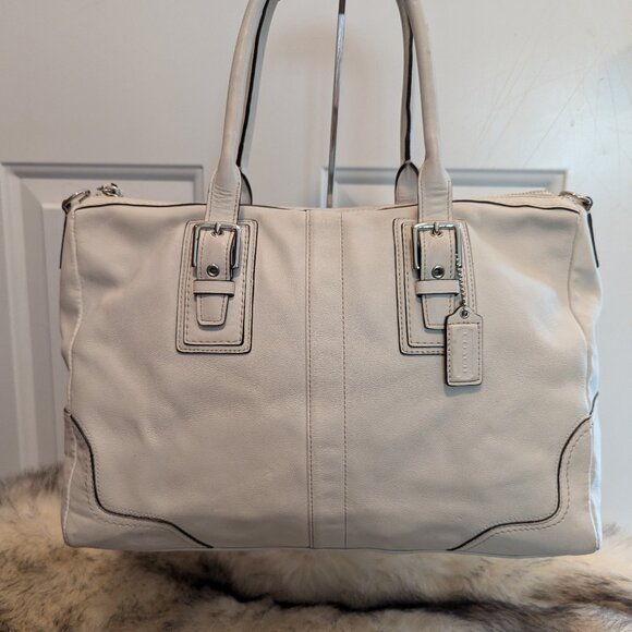 Coach Hampton -F13811 White Leather Satchel - Picture 1 of 15